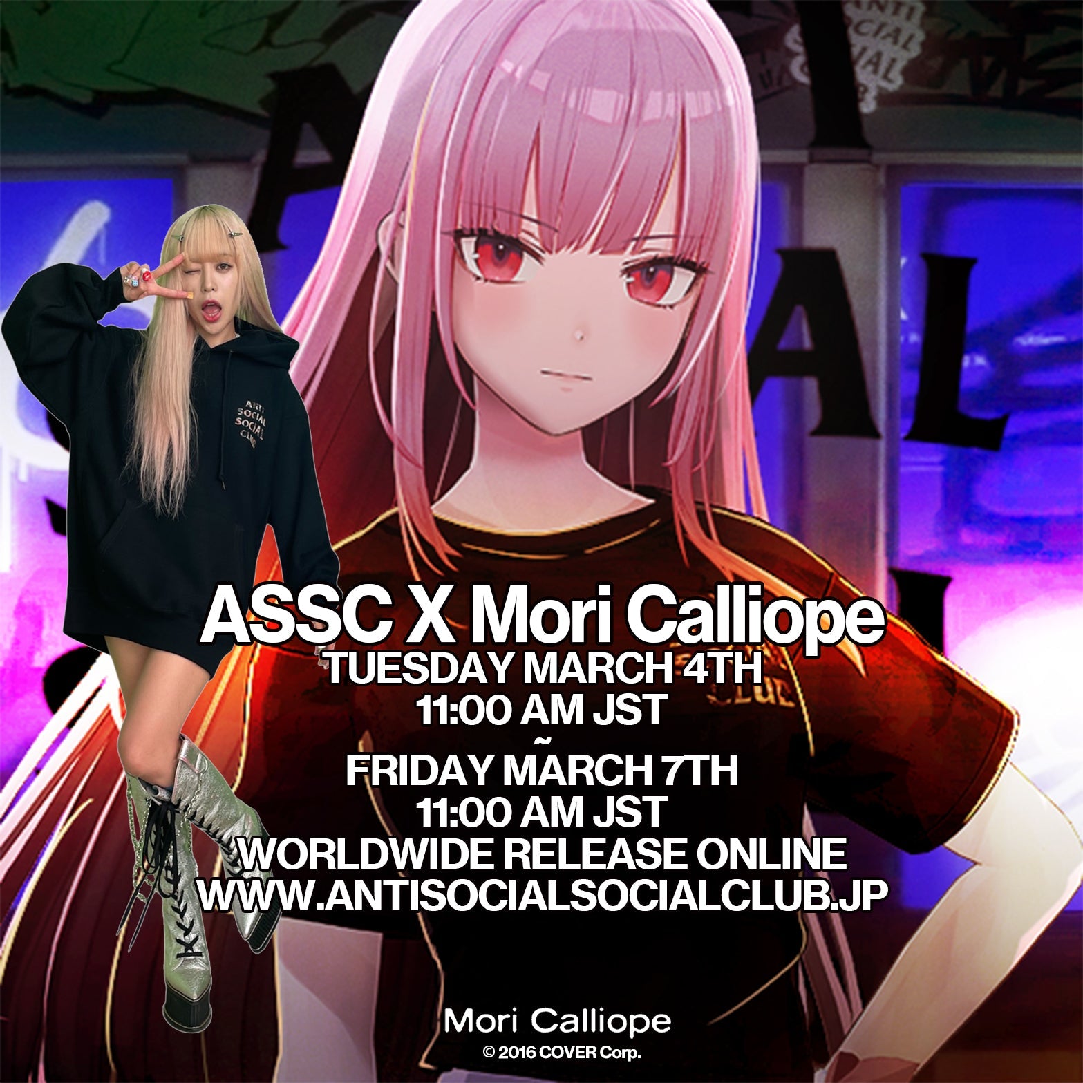 ASSC x Mori Calliope – ANTI SOCIAL SOCIAL CLUB JAPAN