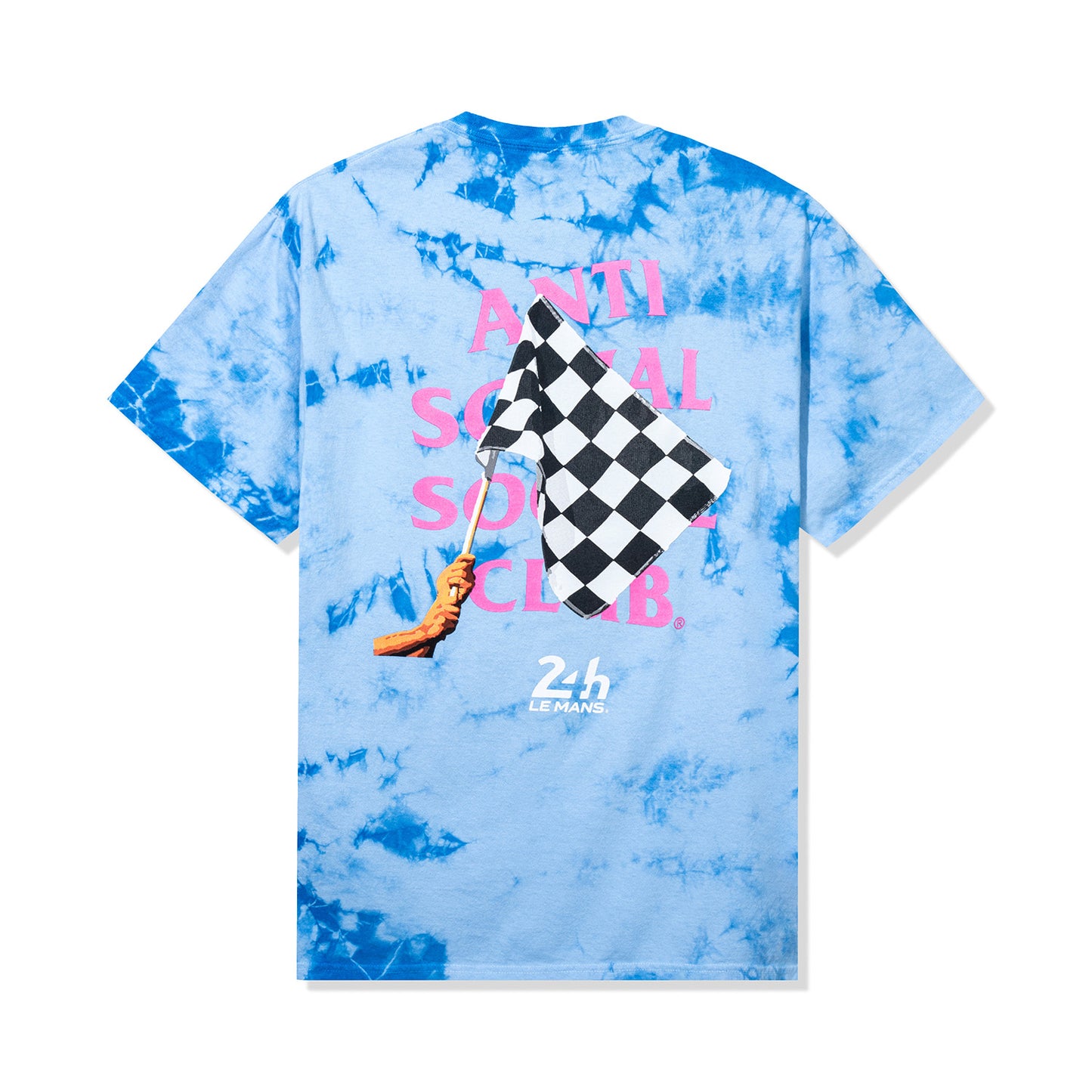 Chequered Flag Tie-Dye Tee - Sky Blue