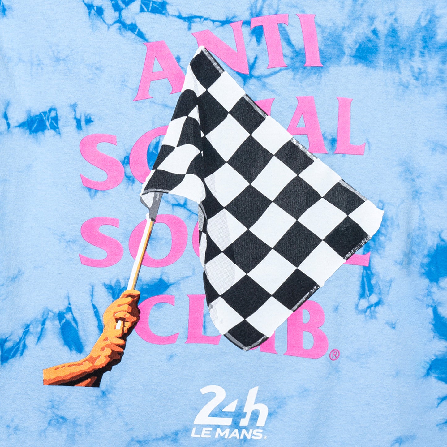 Chequered Flag Tie-Dye Tee - Sky Blue