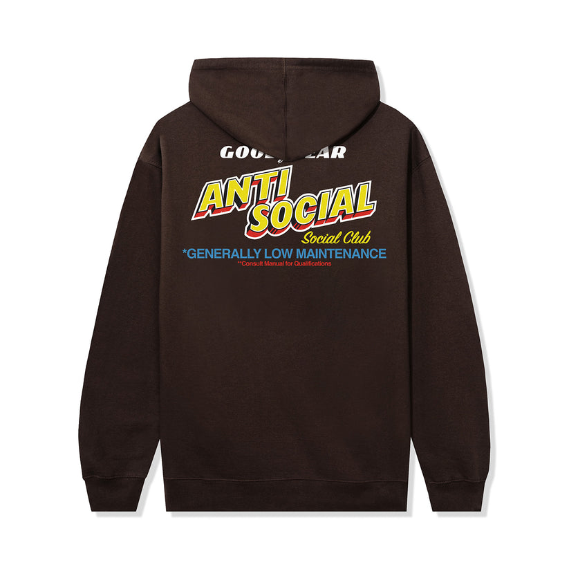 ASSC x Goodyear Generally Low Maintenance Hoodie - Brown – ANTI SOCIAL ...