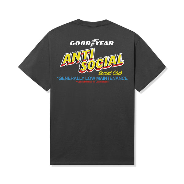 ASSC x Goodyear Generally Low Maintenance Tee - Charcoal – ANTI SOCIAL ...