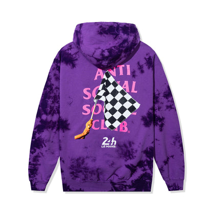 Chequered Flag Tie-Dye Hoodie - Purple