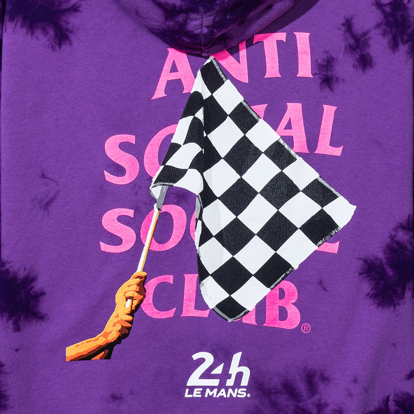 Chequered Flag Tie-Dye Hoodie - Purple